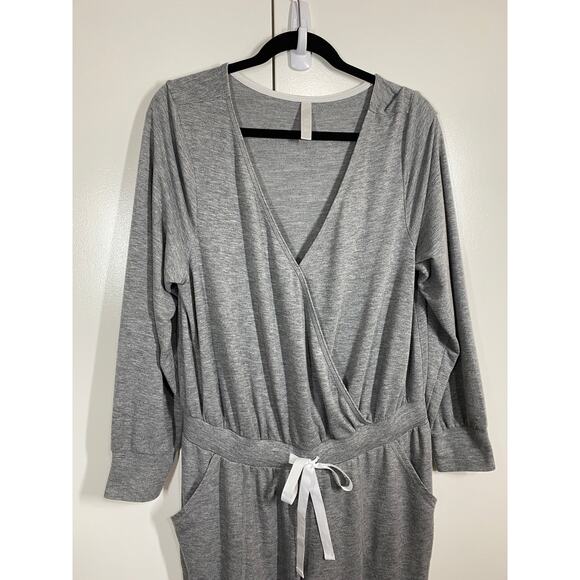 SLEEP by Cacique Heather Gray Long Sleeve Jumpsuit Pajamas Size 14 / 16 - Picture 2 of 10